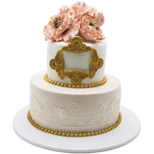 کیک عروسی رزگلد