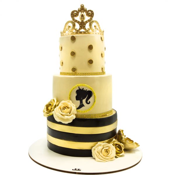 کیک عروسی تاج طلایی