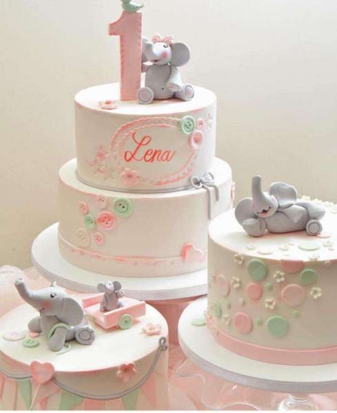 کیک تولد دخترانه فیل های فسقلی