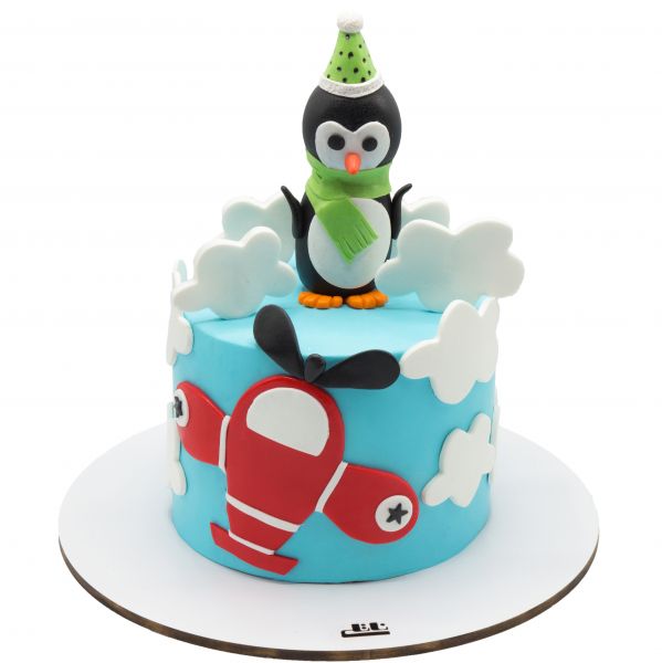 کیک تولد پسرانه پنگوئن در ابرها