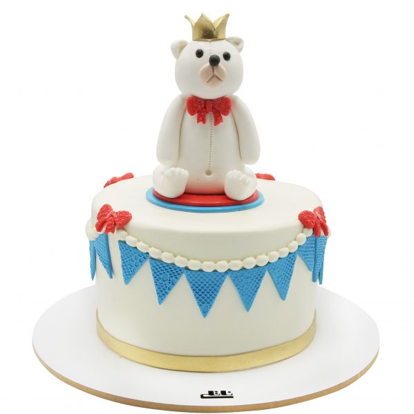 کیک تولد وانیلی خرسی سفید