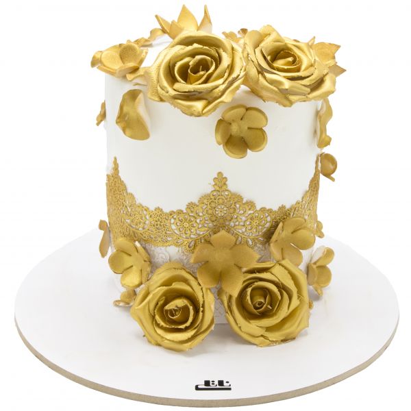 کیک تولد دخترانه رز طلایی