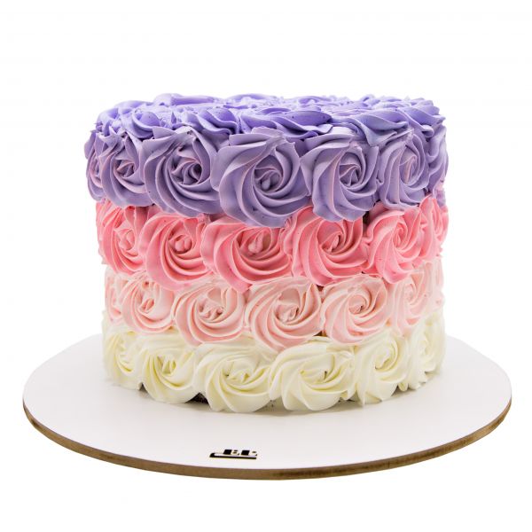 کیک تولد خامه ای رز وانیل چهار رنگ