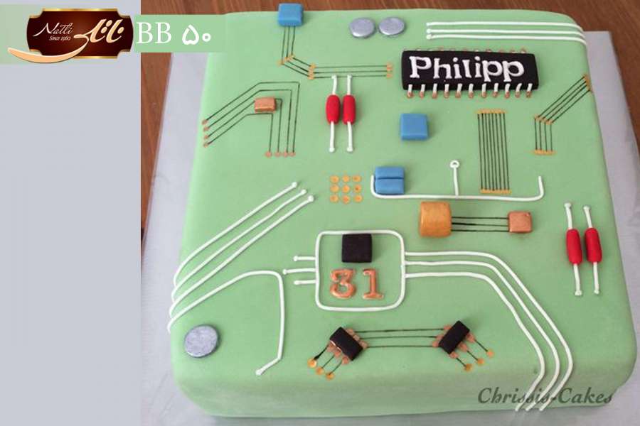 کیک تولد پسرانه مدار الکترونیک