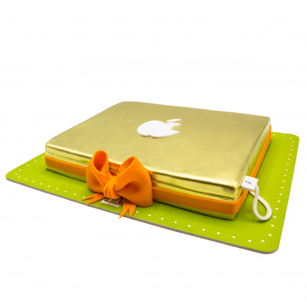کیک لپ تاپ اپل طلایی