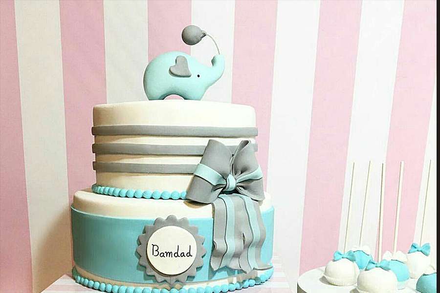 کیک تولد دخترانه فیل آبی