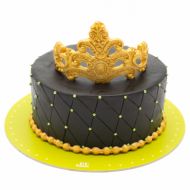 کیک تولد تاج مشکی طلایی